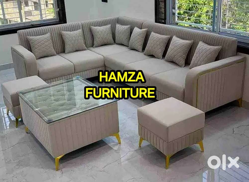 HAMZA FURNITURE NEW DESIGNER PLYWOOD L Shape Corner Sofa Set