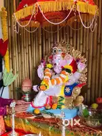 Ganapati decoration background bamboo curtain