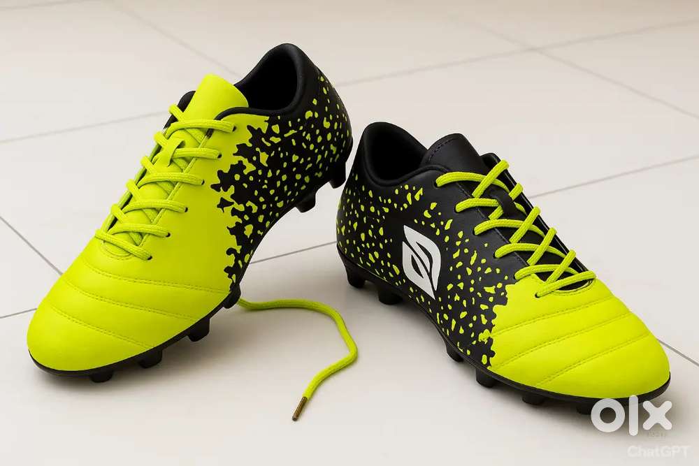 Football Studs Size 7  Neon Yellow & Black Soccer Shoes with Strong
