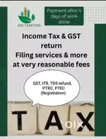 Income tax ITR and GST Filing services, Refund of TDS & PF.