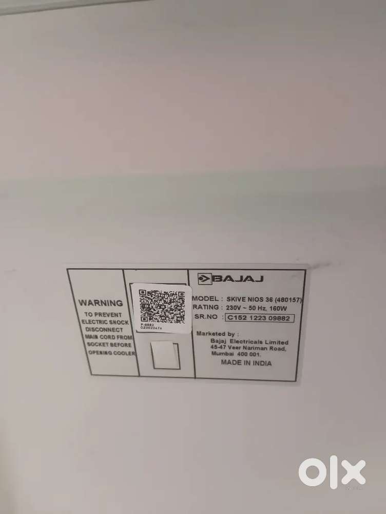 1 year old Bajai air cooler for sale