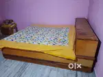 King size wooden bed, with storage, for big family use