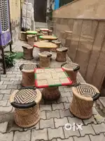 Mudha with table set for living room for hotel restaurant cafe balcony