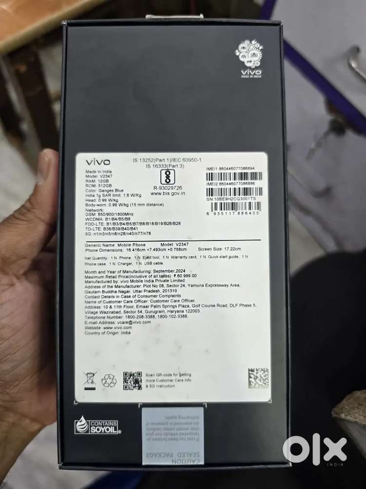 Vivo v40 pro ganges blue 12gb 512gb only back crack 11 month fix price