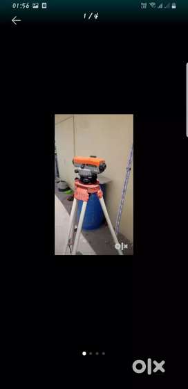 Dumpy level with tripod stand and measuring staff