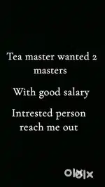 Tea and vadai master wanted