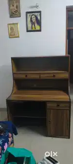 Sturdy Wooden Study/Work Table with Storage & Bookshelf