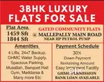 3Bhk Flats For Sale At Mallepally main road near badi masjid