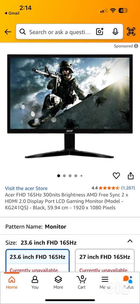 Acer gaming monitor