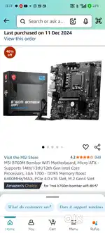 Msi b750m bomber wifi modhrboad & gaming cabinet volhala