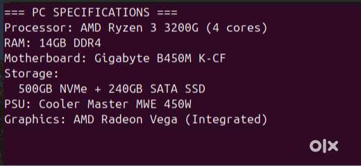 ️ AMD Ryzen 3 3200G Desktop PC - Complete Working System