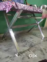 Dining table stainless steel frame broken glass