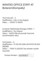 WANTED OFFICE STAFF