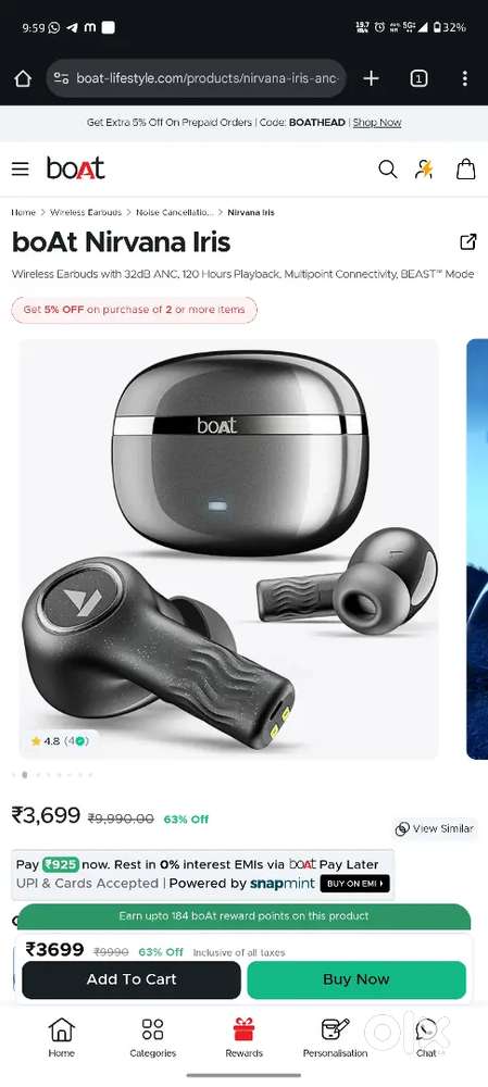 BOAT NIRVANA IRIS earbuds