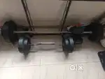 18kg Bar bell, 30+ kg weights