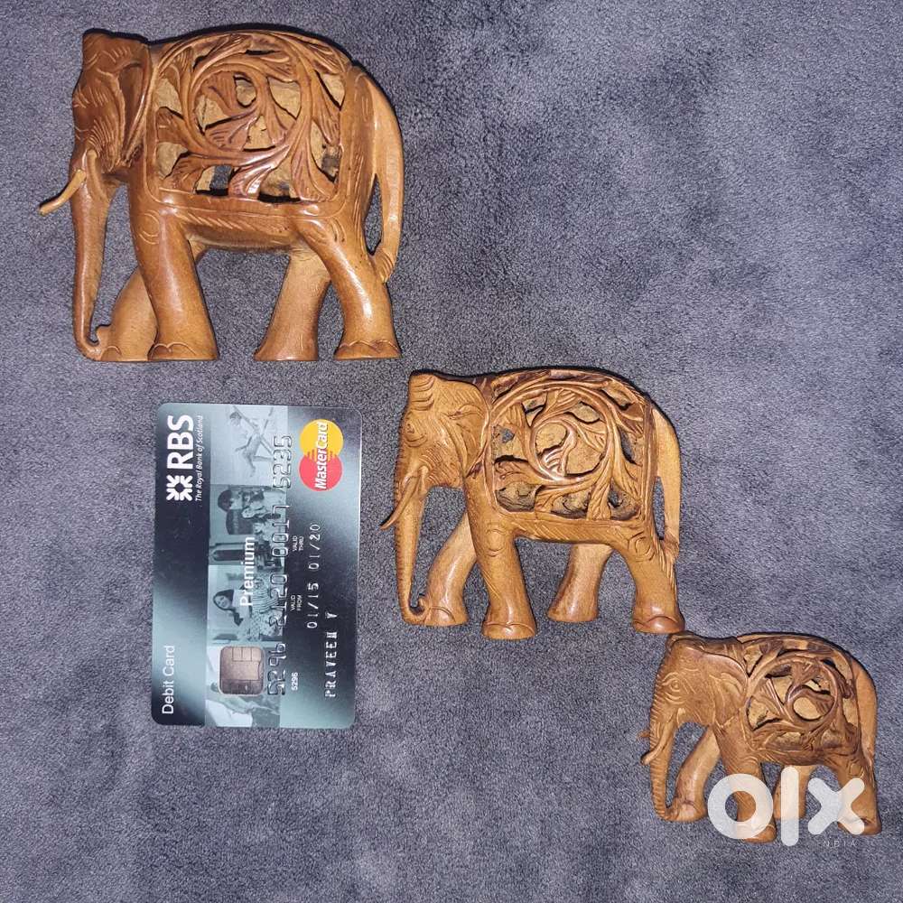 Mysore Sandalwood Elephant Family Concentric Carving - Antique 1970