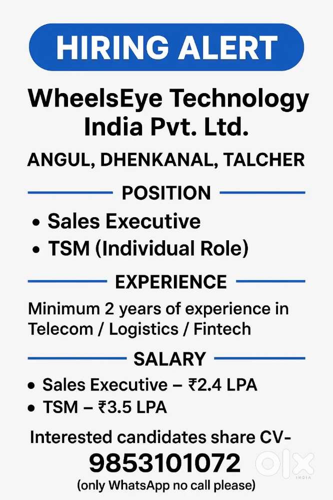 Hiring for WheelsEye Technology india pvt Ltd