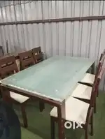 Wooden+glass dining table on rent d7