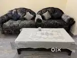 2+2 seater sofa set with glass table & stools