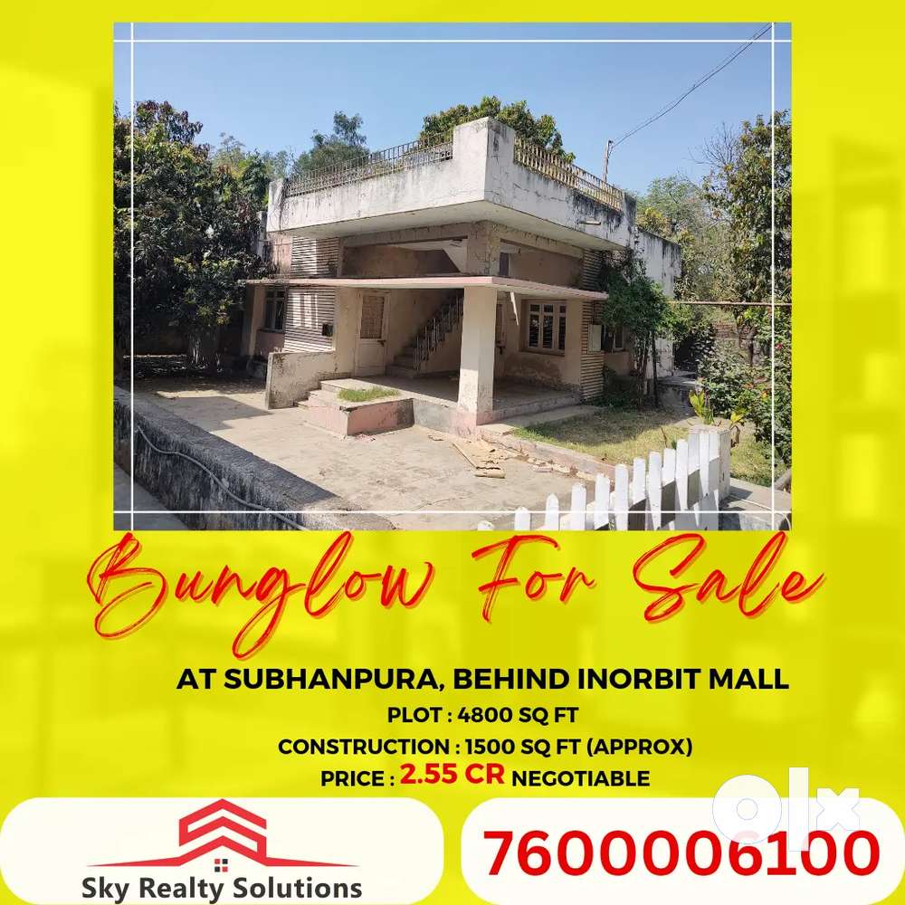 4800' plot Old House for sale at Subhanpura nr Inorbit Mall