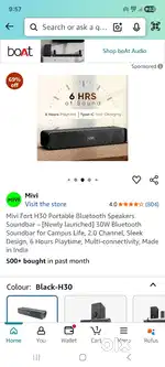 Mivi Fort H30 soundbar,speaker,protable
