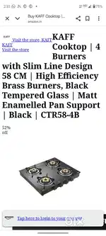 Kaff 4 burner cooktop