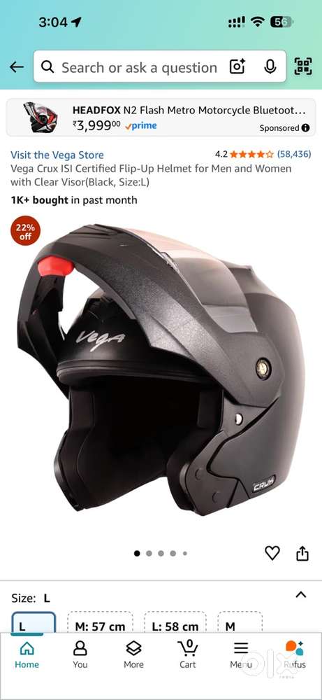 New Vega crux helmet black color top notch condition