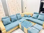 7 seater L-shaped Sofa with 2 Puffy