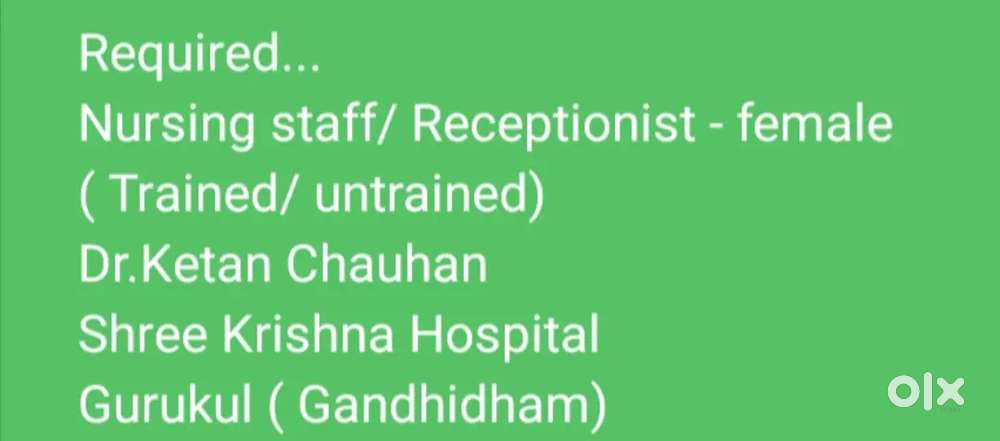 Receptionist cum Nursing staff