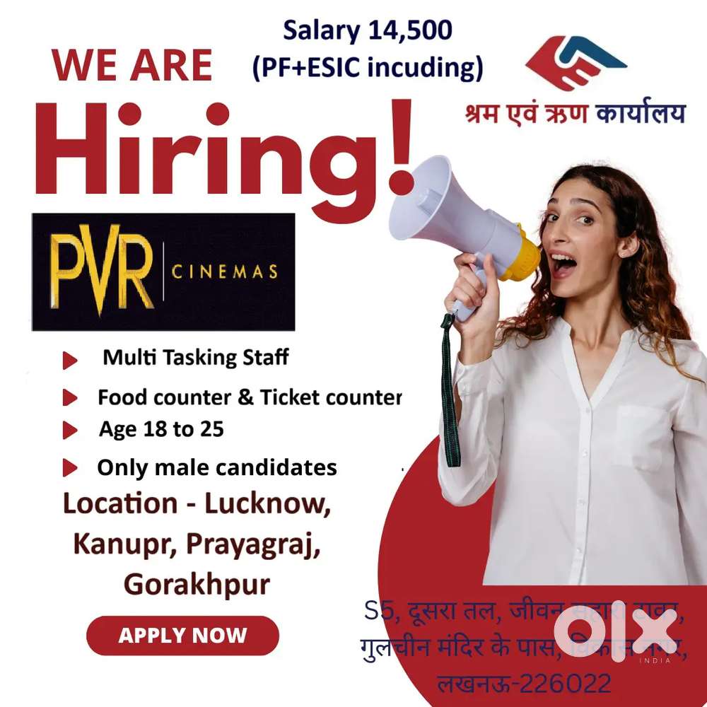 Urgent requirement for service associate in PVR cinemas