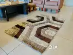 Beige and Brown Shaggy Carpet 3ft x 5ft