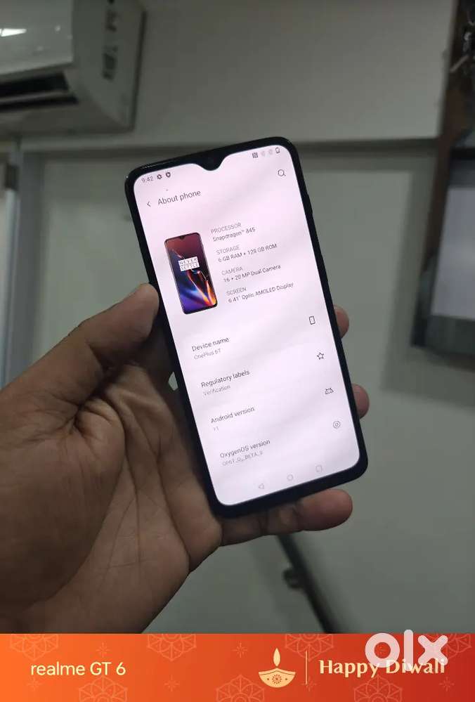 One plus 6t black 128 GB warranty over ONLY PHONE and cable