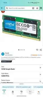 Crucial RAM 32GB DDR4 3200MHz Laptop Memory CT32G4SFD832A