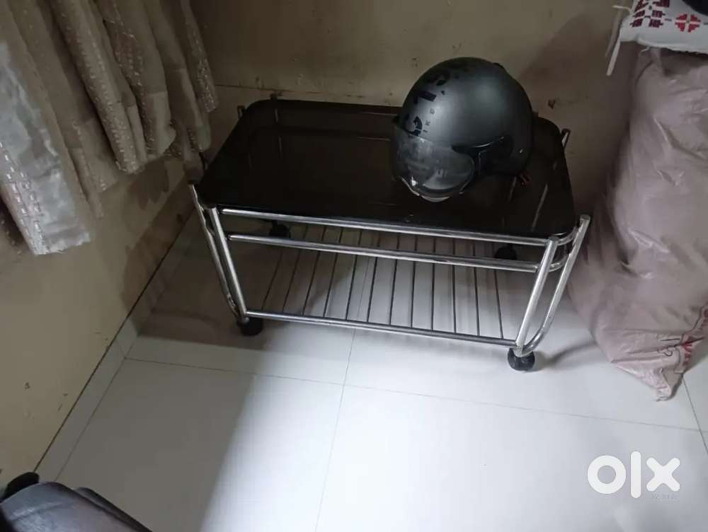 Steel and Glass Trolley Table (Teapoy)