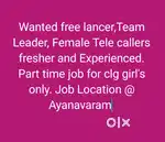 Female Caller and Team leader. Part time job clg only