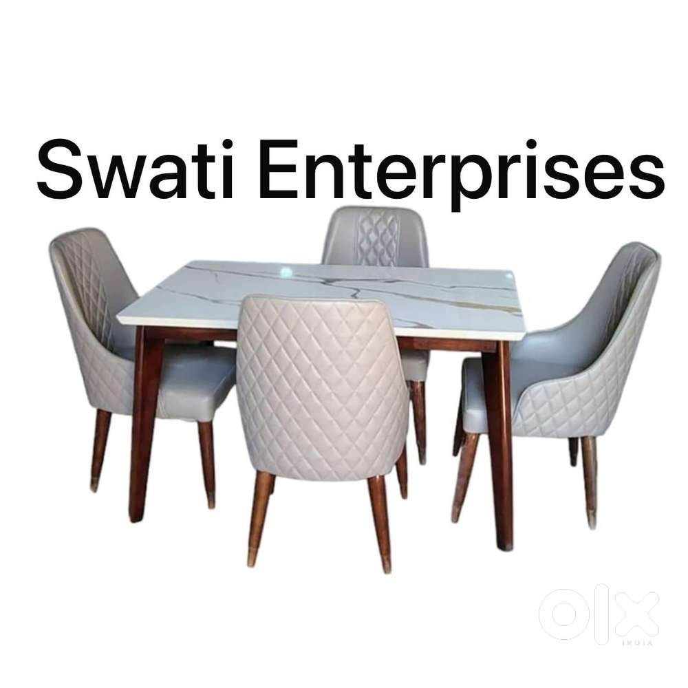 New wooden marble top dining table chair set