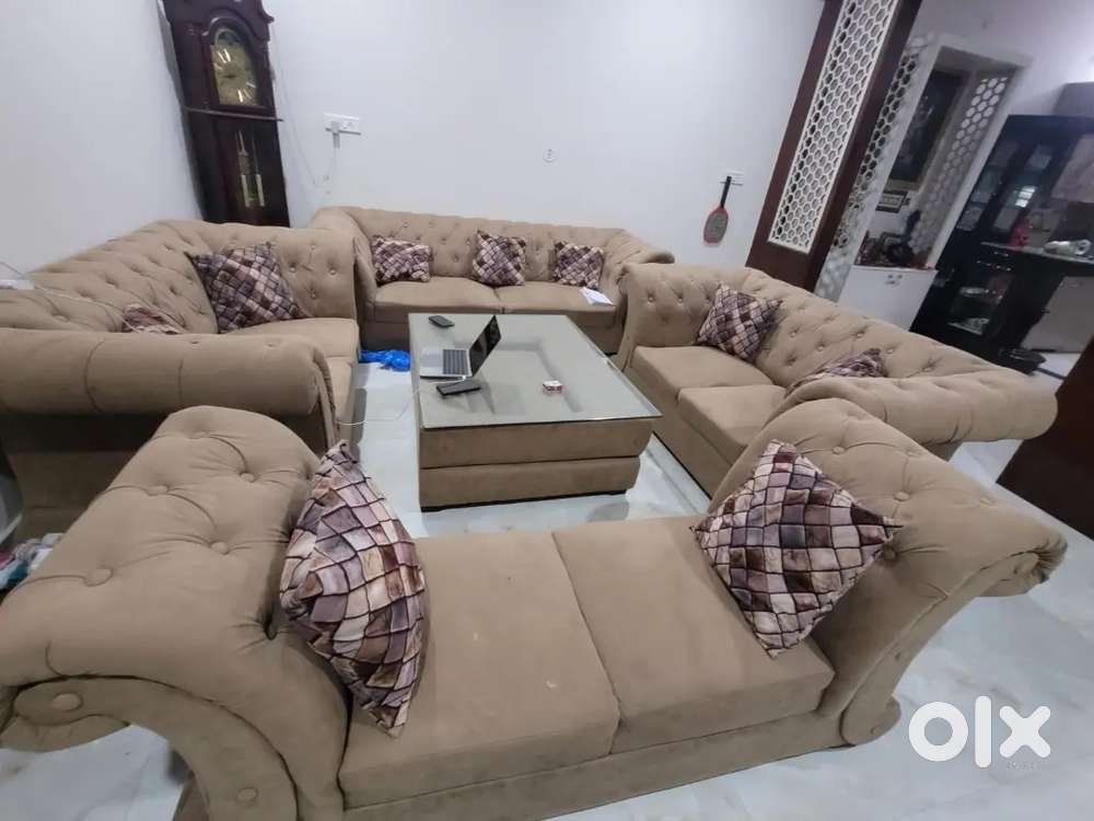 1) 9 seater sofa set with center table 2) shop cupboard