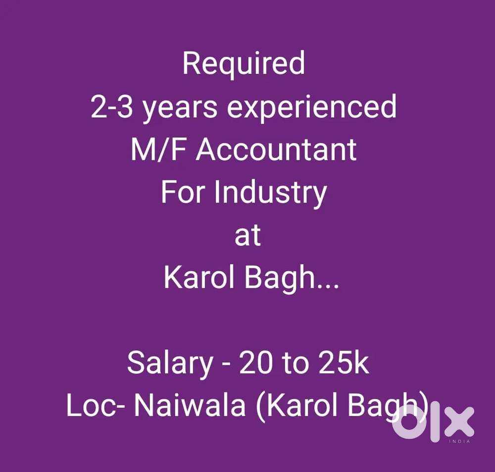 Required Exp. M/F Accountant for Karol Bagb