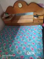 Wooden Double Bed with Storage Headboard