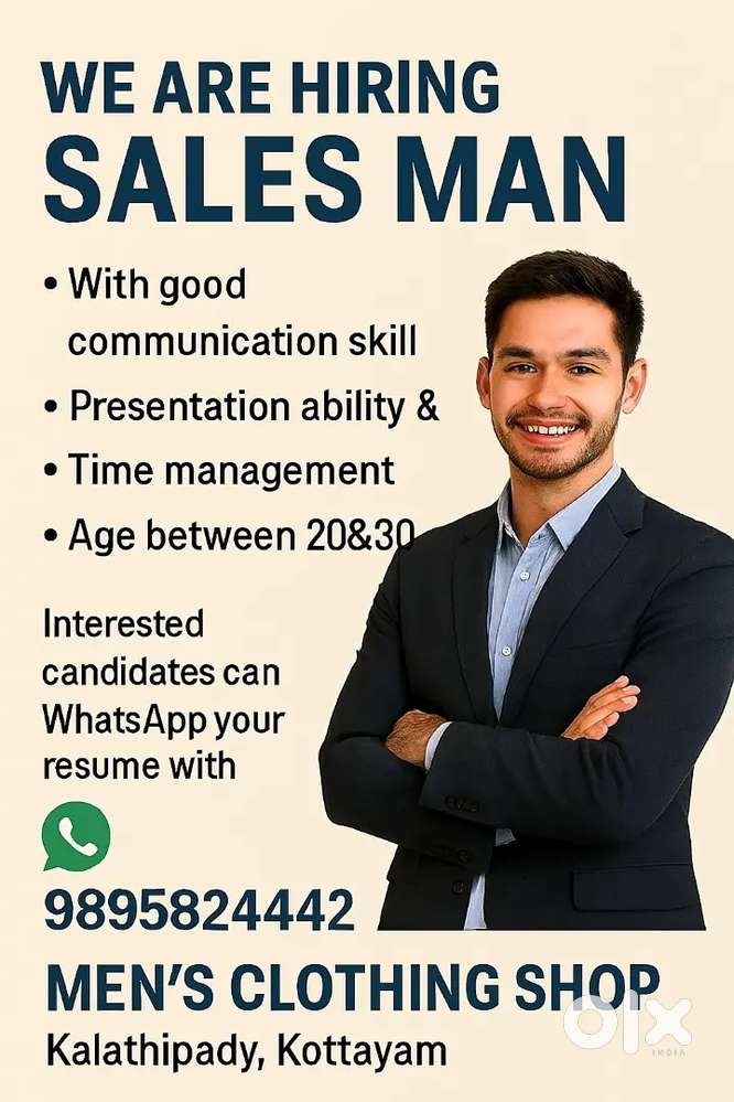 Looking for Sales Man in Mens Branded Clothing Centre