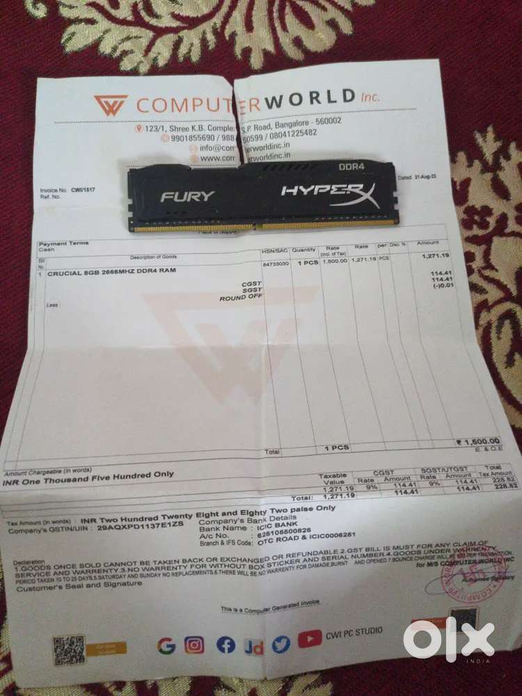 Hyper fury DDR4 8GB Ram for sale
