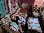 Cane sofa for sell with cution & cover