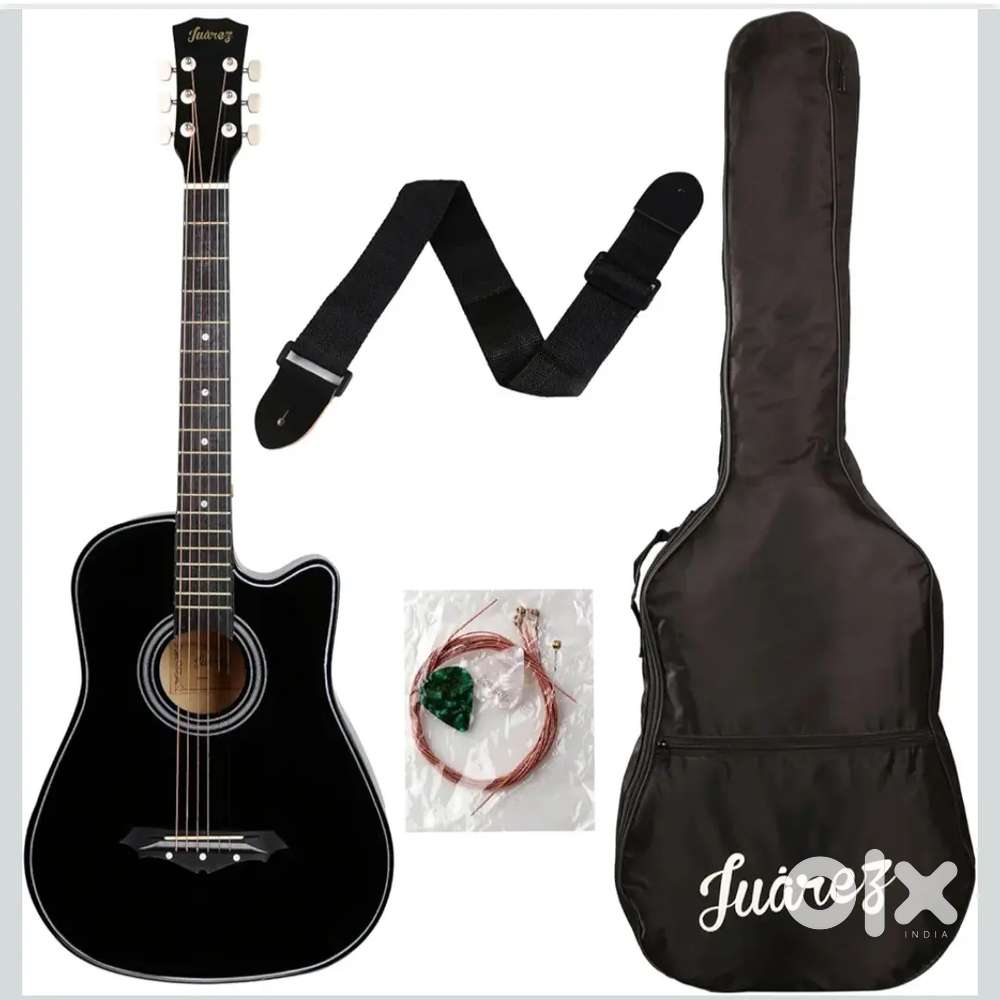 Juârez Acoustic Guitar Kit, JRZ38C/BK 38Inch Cutaway,with Bag, Strings
