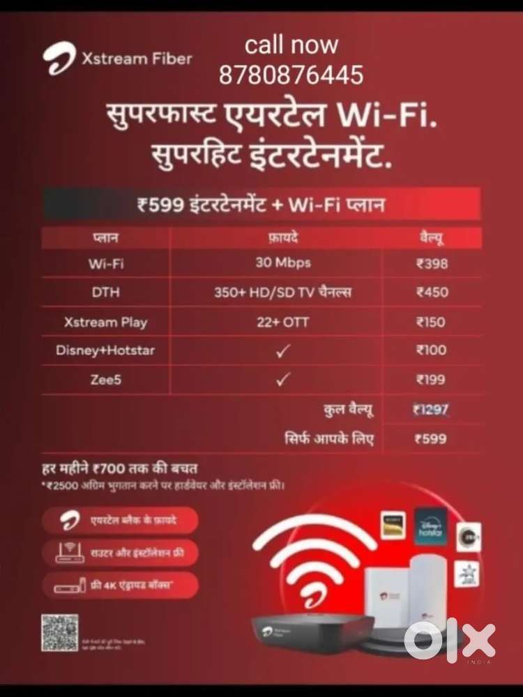 Wifi + Ott + Dth Airtel Fiber