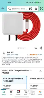 Oneplush 65 W   Orginal Charger