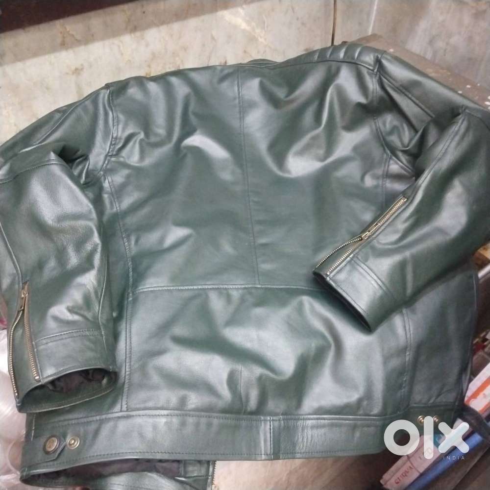 Olive green leather jacket