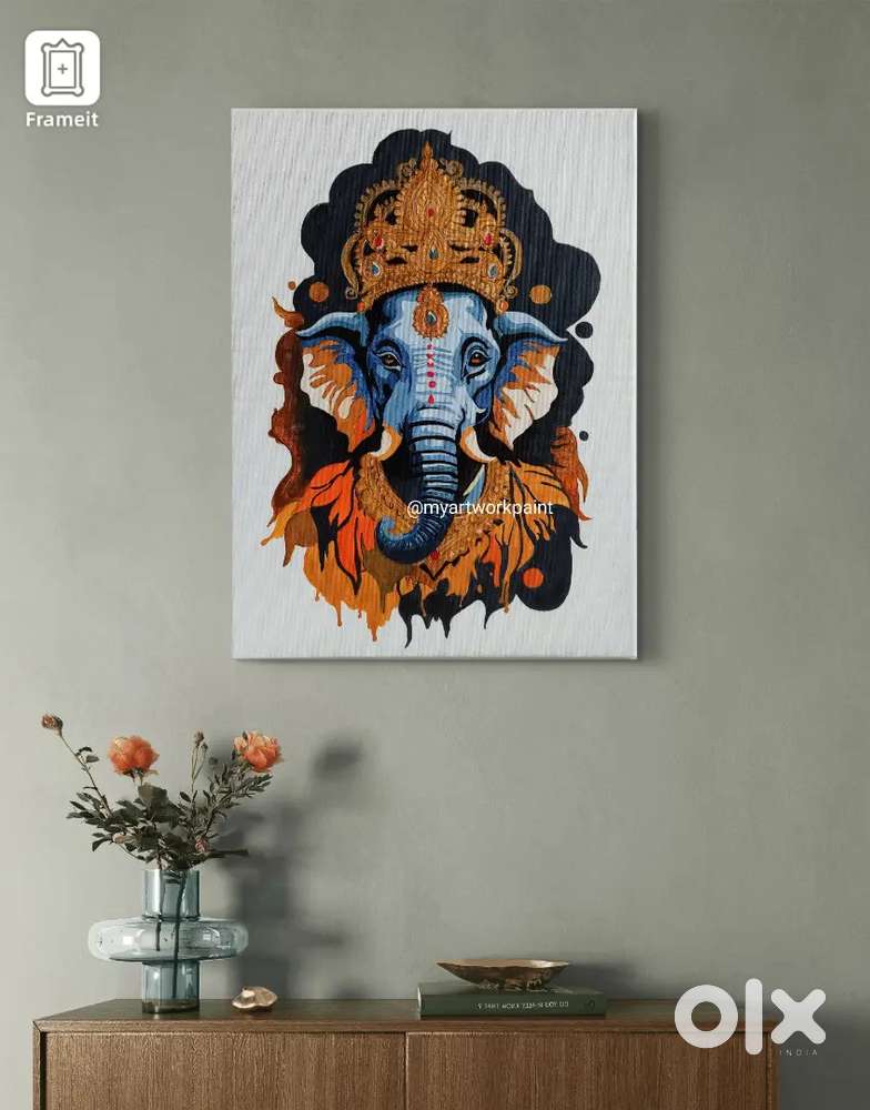 Ganesha acrylic canvas painting for sale