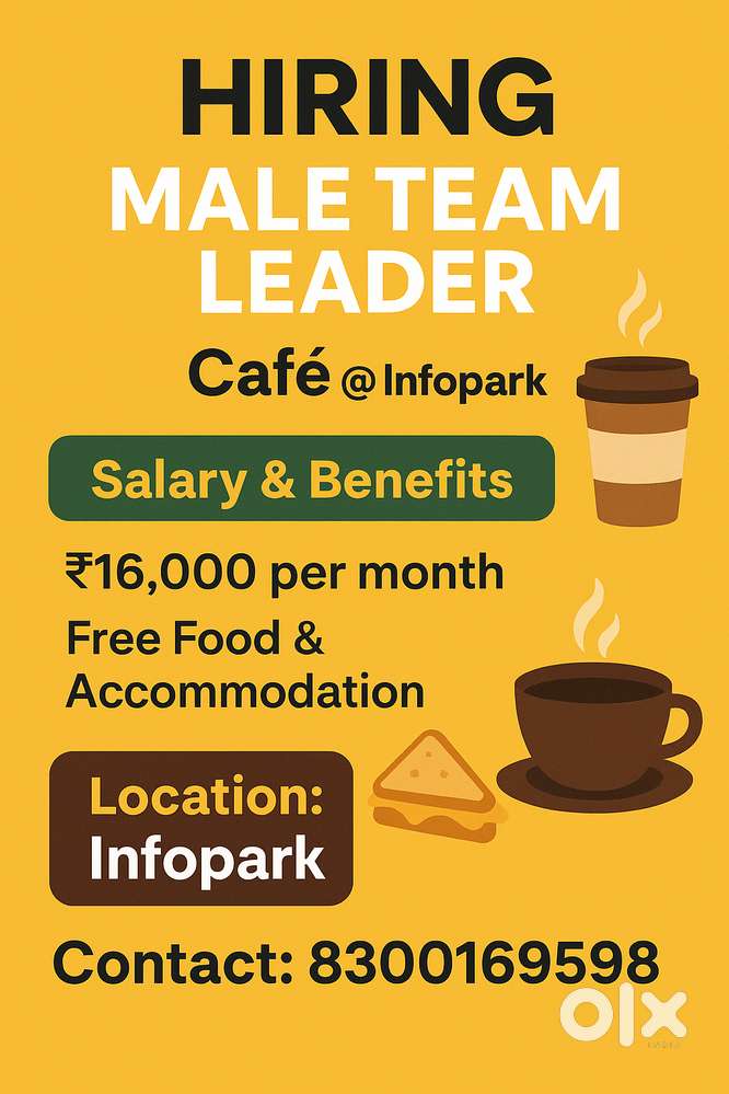 Hiring: Male Team Leader – Café @ Infopark