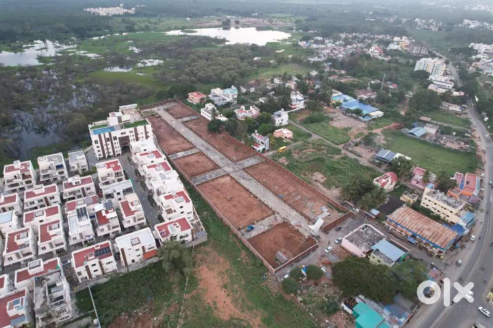 DTCP ON ROAD RESIDENTIAL LUXURY PLOT  FOR SALE VADAVALLI TO PERUR ROAD