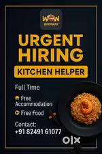 Urgent Required Kitchen Helper